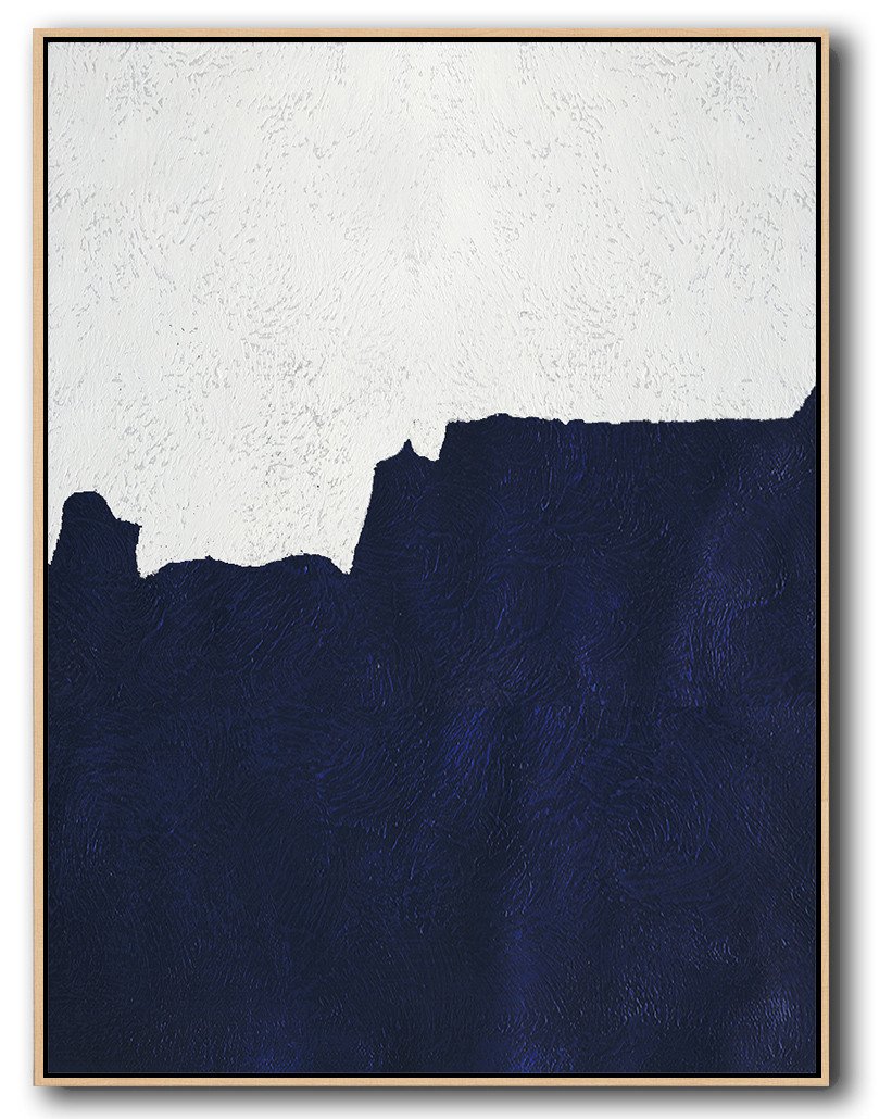 Buy Hand Painted Navy Blue Abstract Painting Online - Contemporary Art For Sale Online Extra Large